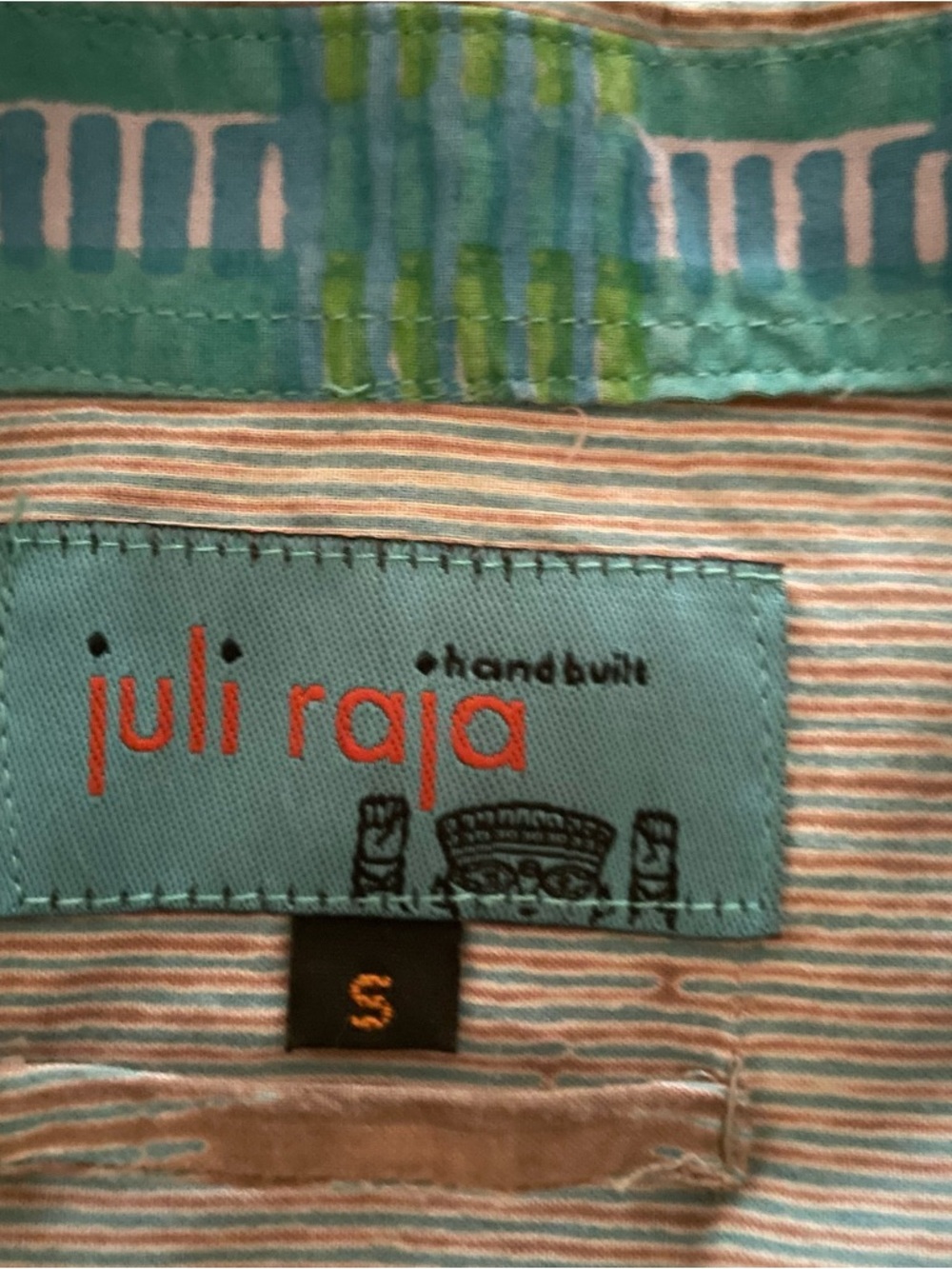 Juli Raja Button Up Shirt Dress 100% Cotton Pockets Micro Striped Size Small - Picture 2 of 14